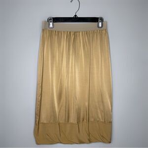 Rozea Nichols Gold Satin Mini Skirt Size Small Silk Elasticized Waist